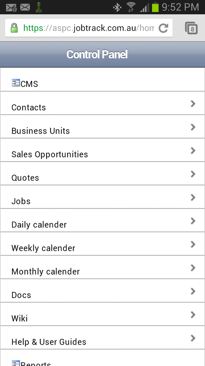 Mobile Control panel Mobile Control