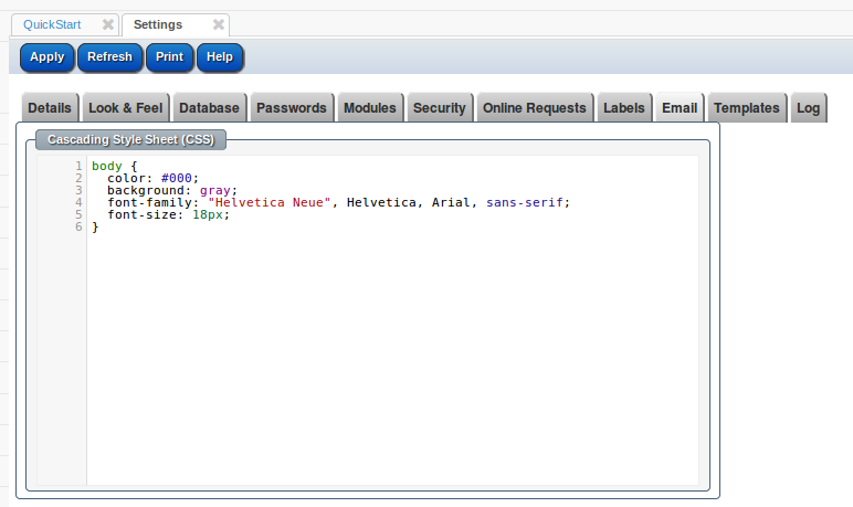 System email CSS System email CSS